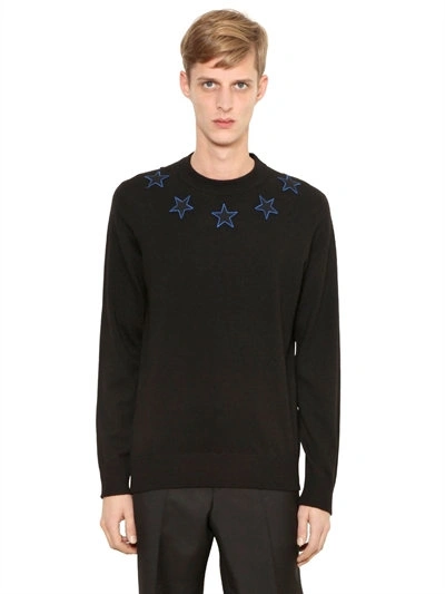 Shop Givenchy Star Patches Wool Blend Sweater, Black