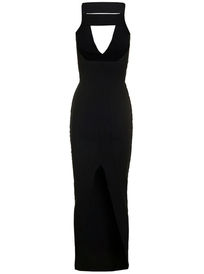 Shop Rick Owens Maxi Black Dress With Cut-out In Viscose Blend Woman