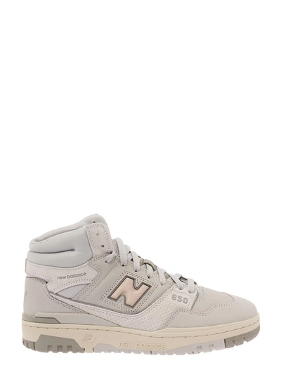 Shop New Balance '650' Grey High-top Sneakers With N Logo In Leather And Mesh Woman