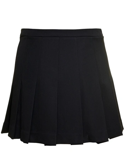 Shop Alessandra Rich Black Mini Skirt With Side Bukle Detail With Loop In Wool Blend Woman