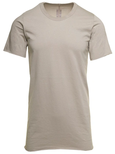 Shop Rick Owens Long Grey Crewneck T-shirt In Cotton Man