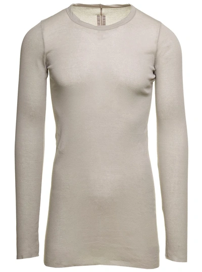 Shop Rick Owens Grey Long-sleeve T-shirt In Semi-sheer Cotton Man