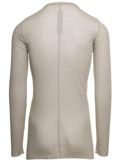 Shop Rick Owens Grey Long-sleeve T-shirt In Semi-sheer Cotton Man