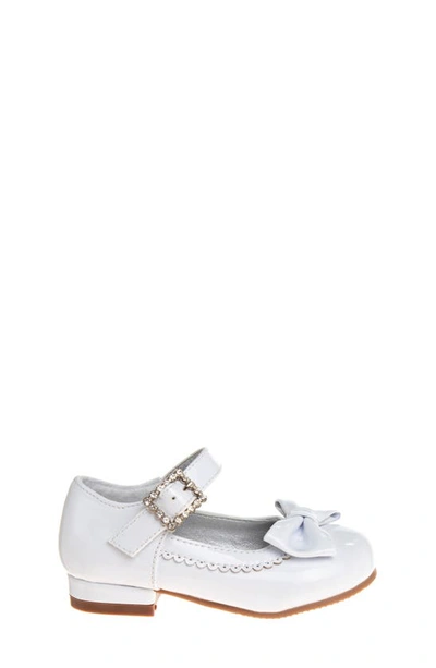 Josmo Little Girls Low Heeled Bows And Rhinestones Dress Shoes In White Patent
