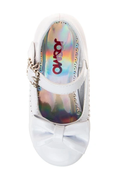 Josmo Little Girls Low Heeled Bows And Rhinestones Dress Shoes In White Patent