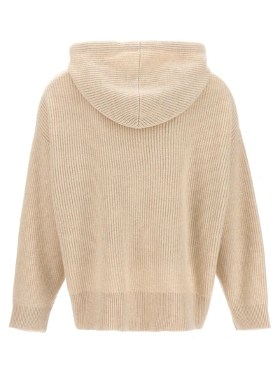 Shop Brunello Cucinelli 'monile' Hooded Sweater In White