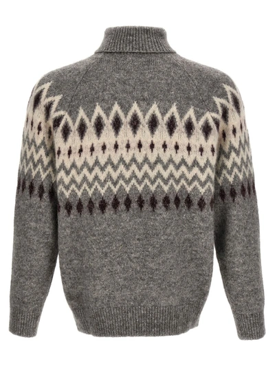 Shop Brunello Cucinelli Jacquard Patterned Sweater In Gray