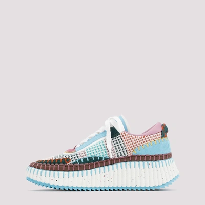 Chloé + Net Sustain Nama Embroidered Suede And Recycled-mesh Sneakers In Nude &amp; Neutrals