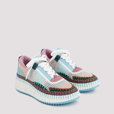 Chloé + Net Sustain Nama Embroidered Suede And Recycled-mesh Sneakers In Nude &amp; Neutrals
