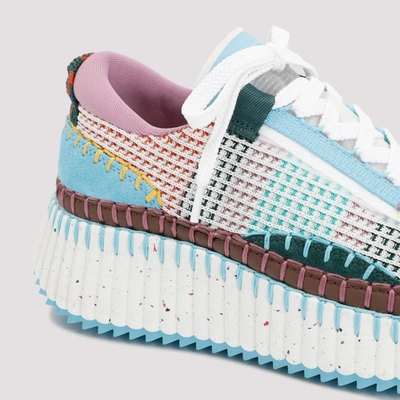 Chloé + Net Sustain Nama Embroidered Suede And Recycled-mesh Sneakers In Nude &amp; Neutrals