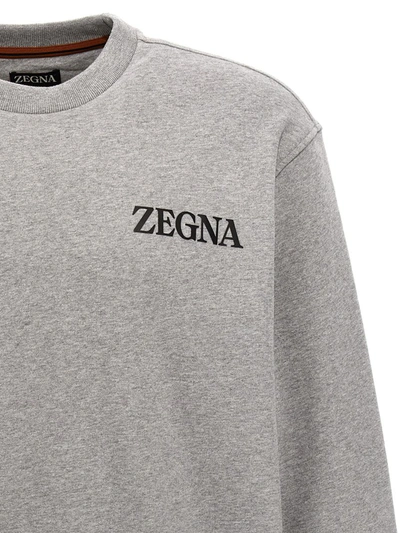Shop Ermenegildo Zegna Zegna Logo Sweatshirt In Gray