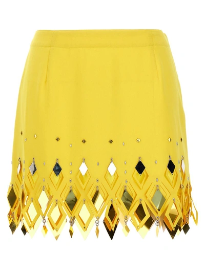 Shop Rabanne Paco  Diamond-hued Sequin Skirt In Yellow