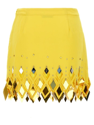 Shop Rabanne Paco  Diamond-hued Sequin Skirt In Yellow