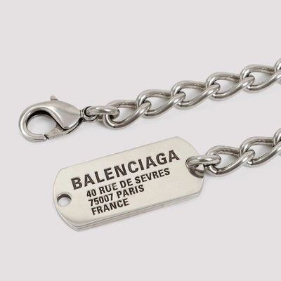 Shop Balenciaga Tags Choker Necklace Jewellery In Metallic