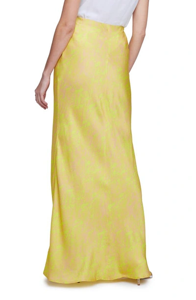 Shop L Agence Zeta Abstract Print Bias Maxi Skirt In Lemon Tonic Multi Python Snake
