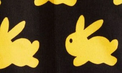 Shop Jw Anderson Bunny Print Stretch Corduroy Straight Leg Pants In Black/ Yellow