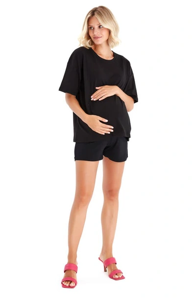 Shop Accouchée Side Zip Maternity/nursing T-shirt In Black
