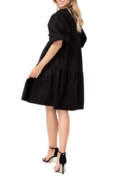 Shop Accouchée Tie Waist A-line Maternity/nursing Wrap Dress In Black