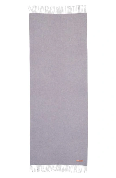 Acne Studios Canada Skinny New Rws Scarf With Fringes In Powder Blue Melange