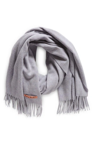Acne Studios Canada Skinny New Rws Scarf With Fringes In Powder Blue Melange