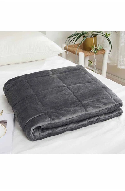 Shop Pur And Calm Antimicrobial Plush Faux Mink Fur Weighted Blanket In Storm Grey
