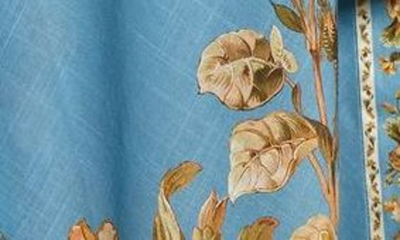 Shop Zimmermann Floral Print Long Sleeve Cotton Chintz Wrap Dress In Blue Daisy Floral