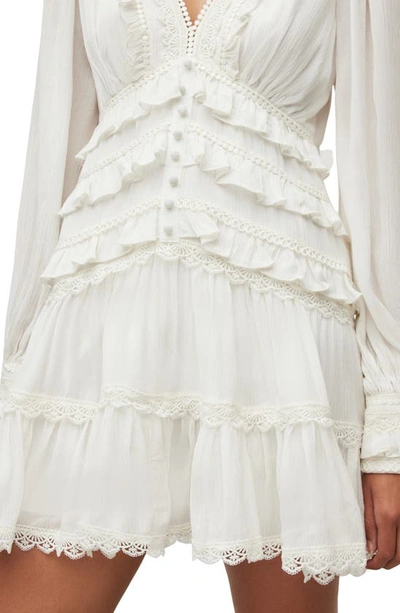 Shop Allsaints Zora Long Sleeve Minidress In Chalk White