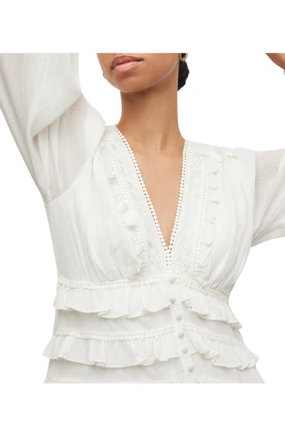 Shop Allsaints Zora Long Sleeve Minidress In Chalk White