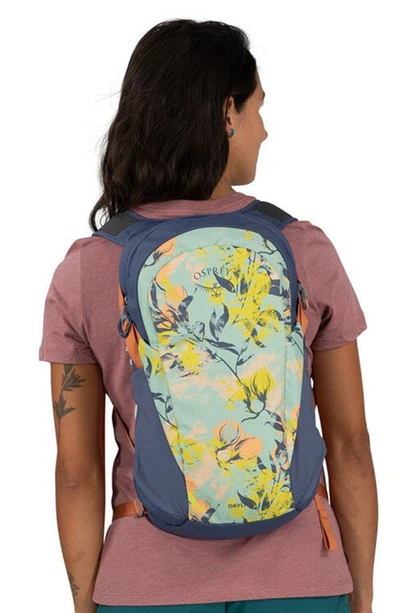 Shop Osprey Daylite Backpack In Magnolia Print Jubilee Blue