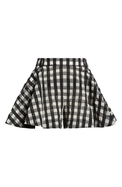 Shop Alaïa Gingham A-line Shorts In Noir/ Noir