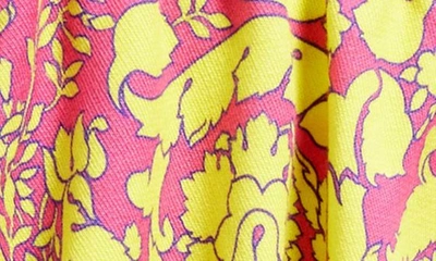 Shop Versace Kids' Barocco Print Cotton Shorts In Fuxia Giallo