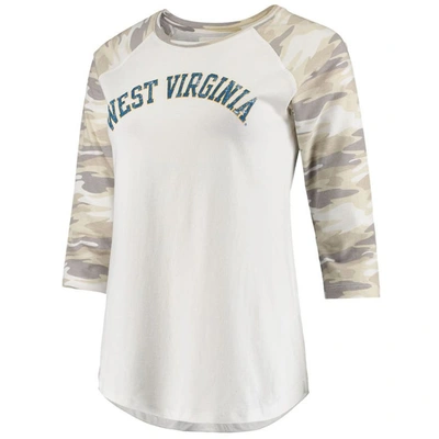 Shop Camp David White/camo West Virginia Mountaineers Boyfriend Baseball Raglan 3/4 Sleeve T-shirt