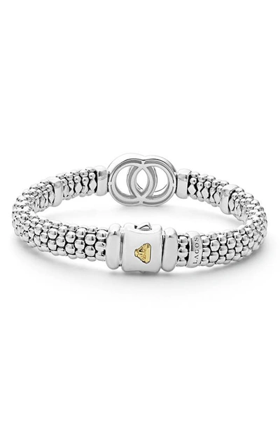 Shop Lagos Signature Caviar Interlock Bracelet In Silver