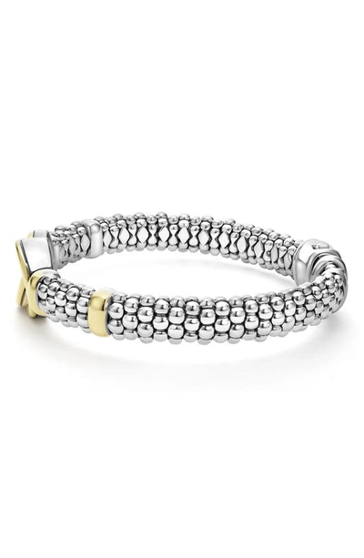 Shop Lagos Signature Caviar Interlock Bracelet In Silver