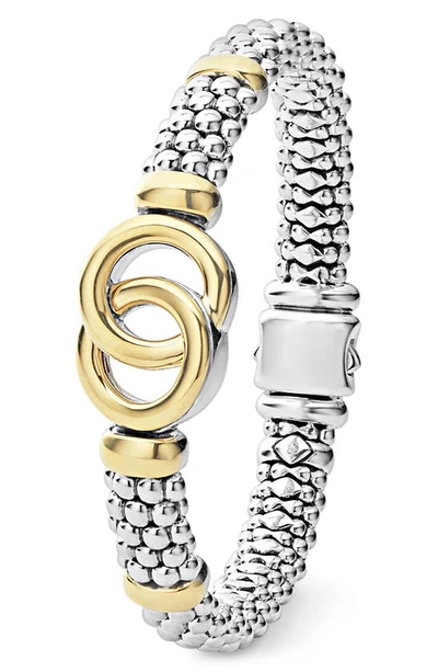 Shop Lagos Signature Caviar Interlock Bracelet In Silver