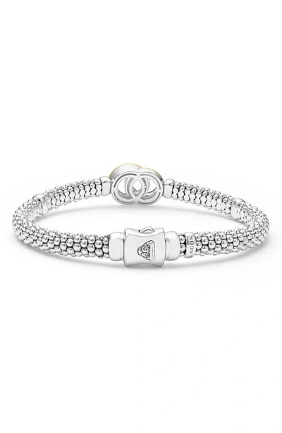 Lagos Signature Caviar Diamond Interlock Circle Bracelet In Silver