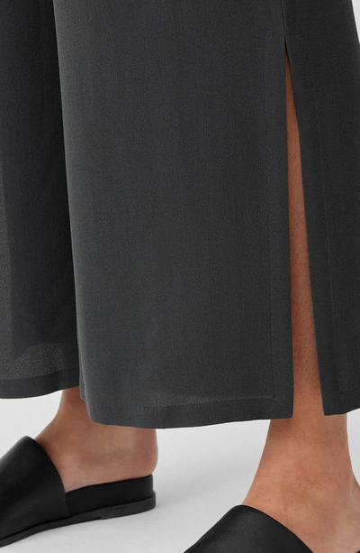 Shop Eileen Fisher Silk Georgette Crepe Ankle Straight Leg Pants In Graphite