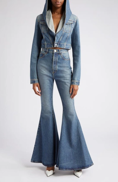 Shop Alaïa Rigid Flare Jeans In Bleu Vintage