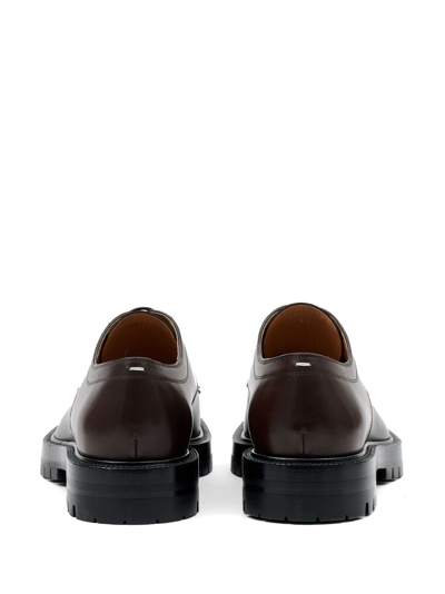 Shop Maison Margiela Tabi Leather Derby Shoes In Brown