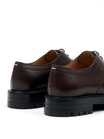 Shop Maison Margiela Tabi Leather Derby Shoes In Brown
