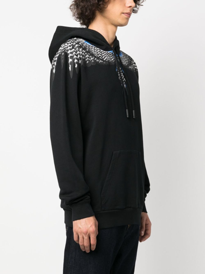 Shop Marcelo Burlon County Of Milan Grizzly Wings-print Hoodie In Black