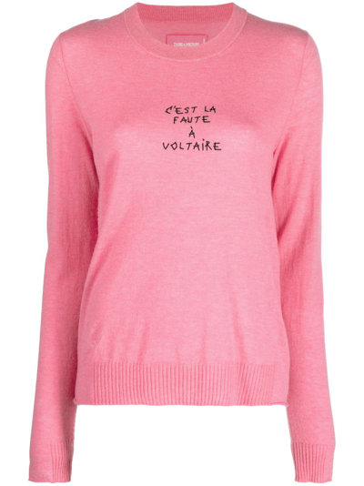 Shop Zadig & Voltaire Miss Cashmere Embroidered Jumper In Pink