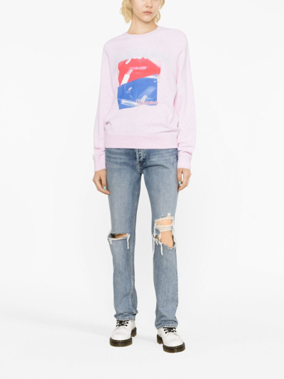 Shop Zadig & Voltaire Photoprint Logo-embroidered Hoodie In Pink