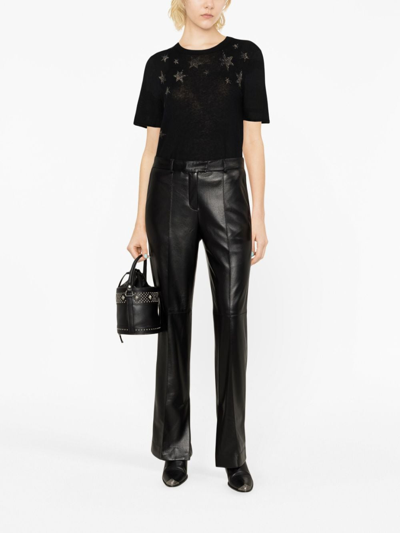 Zadig & Voltaire Ida Stars Rhinestone-embellished Knitted Top In Black