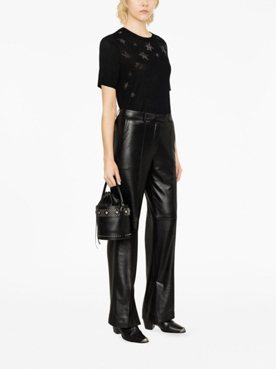 Zadig & Voltaire Ida Stars Rhinestone-embellished Knitted Top In Black