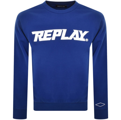 Shop Replay Crew Neck Sweatshirt Blue