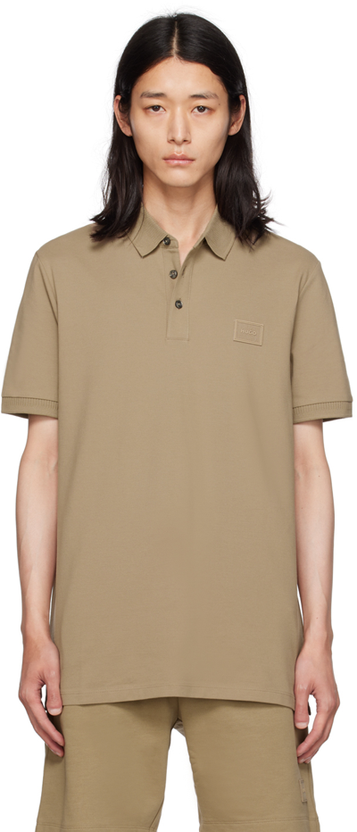 Shop Hugo Brown Patch Polo In 242 - Open Brown