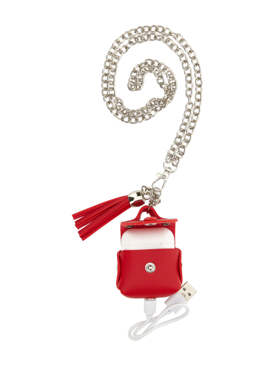 Monnalisa Leather Earphone Case In Ruby Red