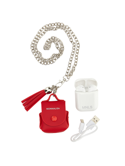 Monnalisa Leather Earphone Case In Ruby Red