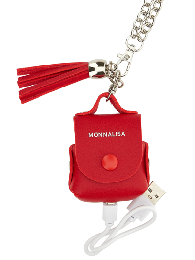 Monnalisa Leather Earphone Case In Ruby Red